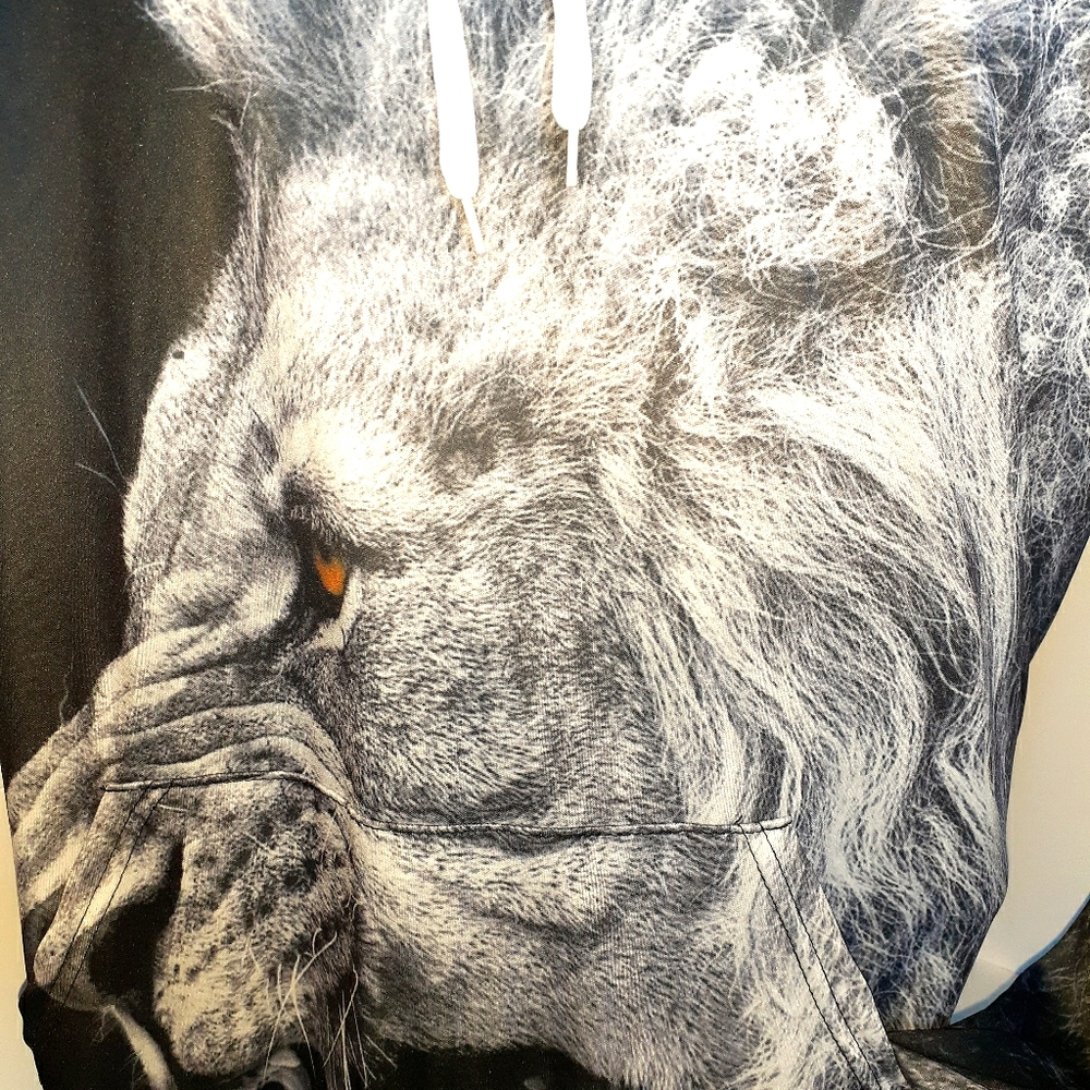 Lion Blue 2XL Men mens Hoodie Hooded Sweatshirt